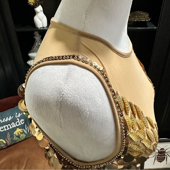 ASOS Bodysuit with Premium Gold Flame Embellishment Size 0 - Picture 9 of 15